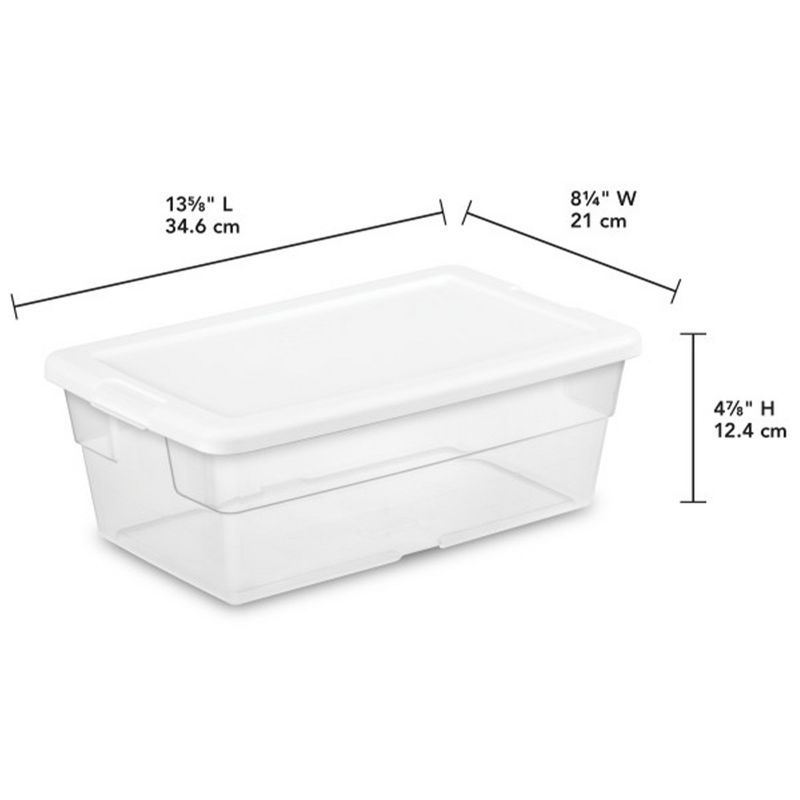 Sterilite 6 Quart Clear Plastic Stacking Storage Container Tote with White Lid for Garage, Kitchen, and Closet Organization, 2 of 7