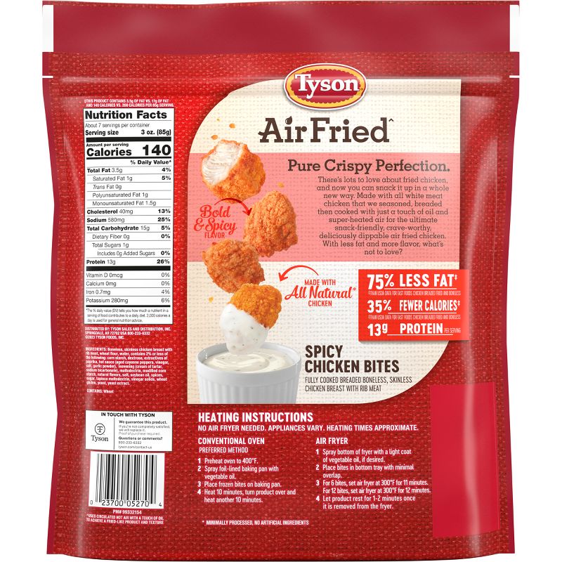 Tyson Air Fried Spicy Chicken Bites - Frozen - 20oz, 2 of 8