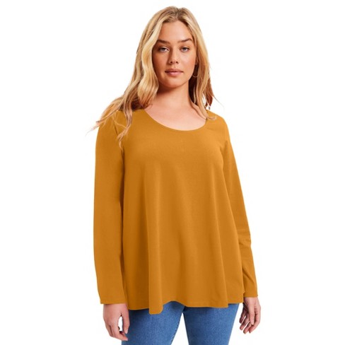 Plus size yellow store long sleeve shirt