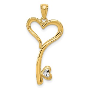 Black Bow Jewelry 14k Yellow Gold with White Rhodium Heart Key Pendant, 14mm - 1 of 3