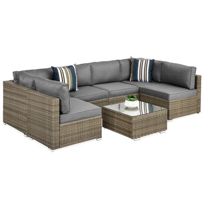 Best Choice Products 7-Piece Outdoor Modular Patio Conversation Furniture, Wicker Sectional Set
