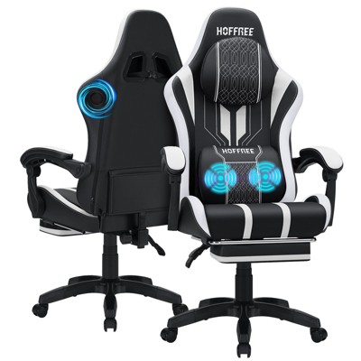 Hoffree Extra Large Massage Gaming Chair Ergonomic Office PC Chair with Bluetooth Speaker & Armrest