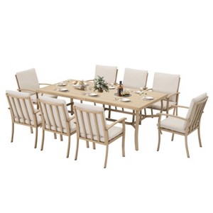 HAPPATIO 9 Piece Aluminum Patio Dining Set, Outdoor Dining Table and Chairs Set - 1 of 4