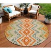 Beige Orange And Red Geometric Washable Indoor Outdoor Area Rug - 2 of 4