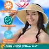 SUN CUBE Womens Sun Visor Hat, Beach Straw Roll Up Ponytail Hat, Wide Brim Sun Hat for Summer UV Protection Foldable - 3 of 4