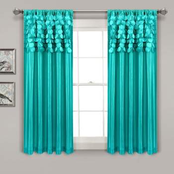 Home Boutique Circle Dream Window Curtain Panels Turquoise 54X63 Set