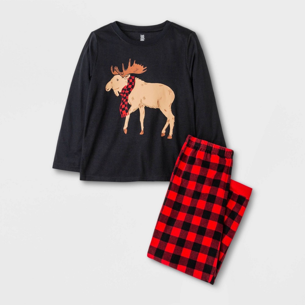 size 6 Boys' 2pc Fleece Buffalo Check Pajama Set - Just One You made by carter's Brown 