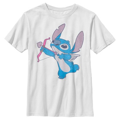 Boy's Lilo & Stitch Cupid Stitch With Heart Arrows T-shirt - White 