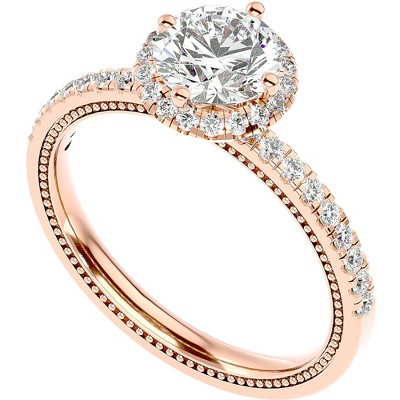 Pompeii3 1 1/3Ct Diamond & Moissanite Halo Engagement Ring in 10k Gold