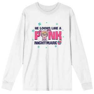 A Christmas Story He Looks Like A Pink Nightmare Men's White Long Sleeve Shirt- - 1 of 1