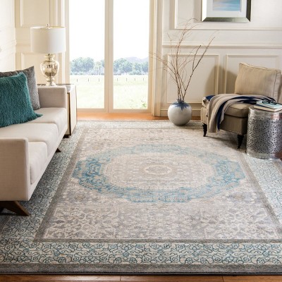 Reversible Gray Synthetic Stain-Resistant Area Rug 10' x 14'