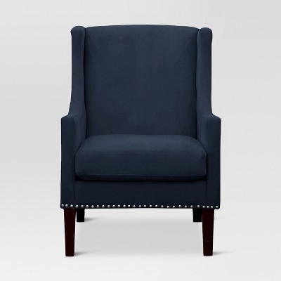 Jackson Wingback Chair - Velvet Navy - Threshold , Velvet Blue