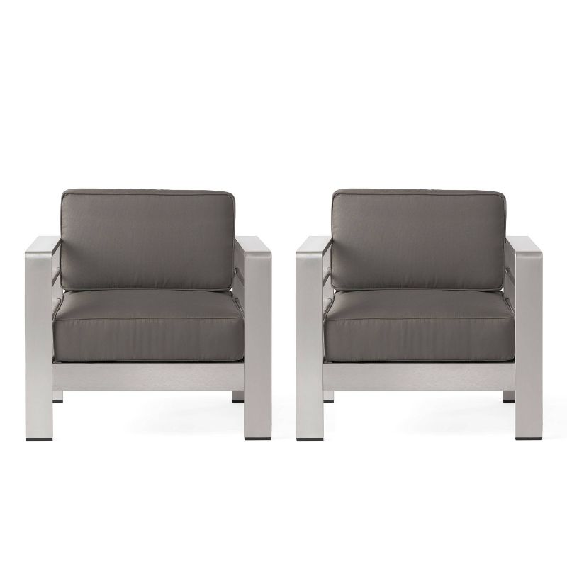 Cape Coral 2pk Aluminum Patio Club Chair - Gray - Christopher Knight Home, 1 of 8