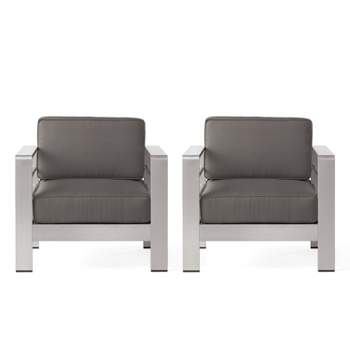 Cape Coral 2pk Aluminum Patio Club Chair - Gray - Christopher Knight Home