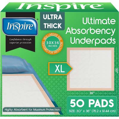 Inspire Extra Large Super Absorbent Disposable Bed Pads for Incontinence Ultra Thick and Absorbent Incontinence Bed Pads