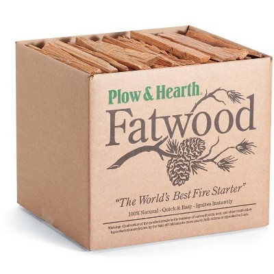 Plow & Hearth 10 lb. Box of Fatwood Fire Starter Sticks - Resin Rich Easy Start Kindling Wood Stove Fireplace Camping