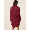 cheibear Women's Satin Button Down Long Sleeve Silky Boyfriend Nightshirt - 3 of 4