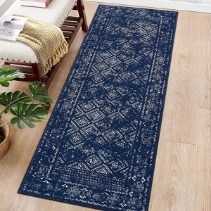 Machine Washable Rugs for Living Room Non-Slip Vintage Floral Print Distressed Throw Area Rugs for Bedroom Stain Resistant Low Pile No Shed Rug - 1 of 4
