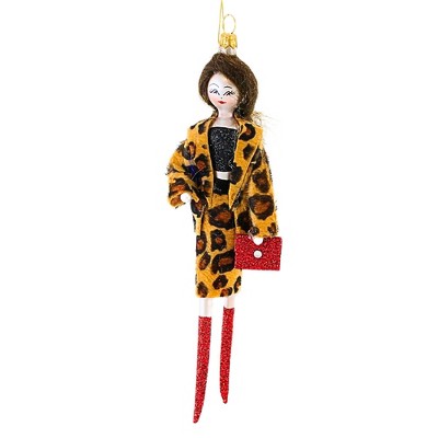 Italian Ornaments 7.0 Inch Charlotte Leopard Jacket & Skirt Fashionista Chic Holiday Tree Ornaments