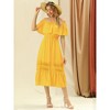 Allegra K Women's Off Shoulder Ruffle Lace Insert High Waist Short Sleeve Flowy Maxi Dress - 3 of 4