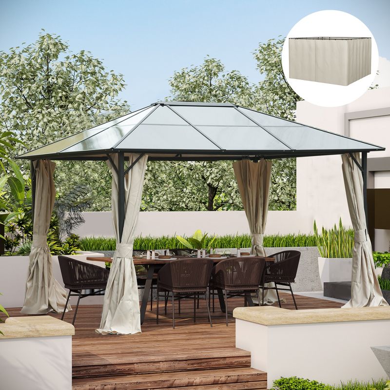 Outsunny Universal Gazebo Sidewall Set with 4 Panels, Hooks and C-Rings Included for Pergolas & Cabanas, 2 of 9