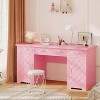 Executive Desk with Drawers, Wood Home Office Desk with Charging Station - 4 of 4