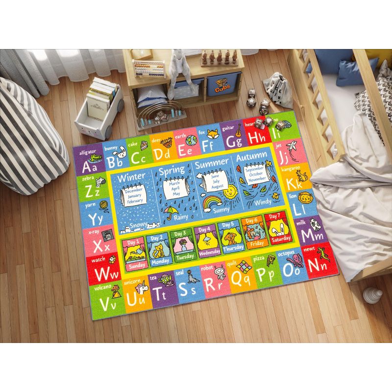 KC CUBS Boy & Girl Kids ABC Alphabet, Seasons, Months & Days Educational Learning & Fun Game Play Nursery Bedroom Classroom Rug Carpet, 3 of 11