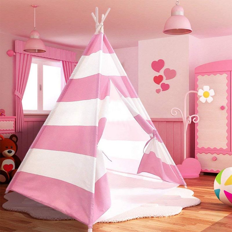 Modern Home Children's Canvas Play Tent Set with Travel Case - Pink Stripes, 2 of 5