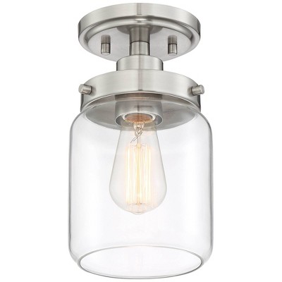 Brushed Nickel and Clear Glass Semi Flush Mount Ceiling Light