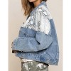 BLUEMING Womens Denim Jackets Button Down Distressed Contrast Leopard Washed Long Sleeve Ripped Jean Coats - 3 of 4