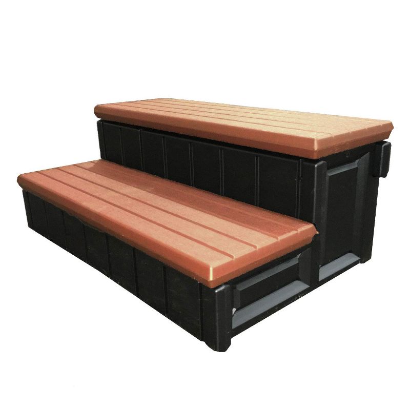Confer Leisure Accents 36" Deluxe 2 Stair Patio Deck Outdoor Spa Steps, Redwood, 3 of 6