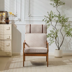 Christopher Knight Home Zephys Mid-Century Modern Wooden Armchair with High Back and Cushions - 1 of 4