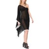 HAPPY BAY Women's Summer Vacation Swimwear Swim Suit Loose Beach Wear Dress Holidaywear Short Bathing Suit Cover-up 1X-2X Black Solid - 3 of 4