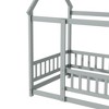 Kumasinova Twin/Full Size House Bed Frame,Toddler Floor Platform Bed with Roof Frame and Guardrails,Montessori Floor Bed for Kids,Adults,Teens - 4 of 4