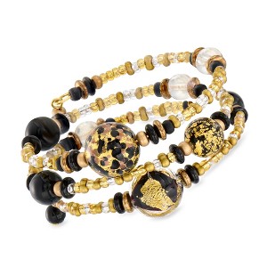Ross-Simons Italian Black and Gold-Colored Murano Glass Bead Wrap Bracelet Size - 1 of 3