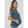 PinkBlush Blue Basic Short Sleeve Maternity Top - 3 of 4