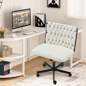 Erommy Criss Cross Chair, Premium Flannel Fabric Padded Armless Wide Seat, Adjustable Home Office Chair with 360° Wheels - 1 of 2