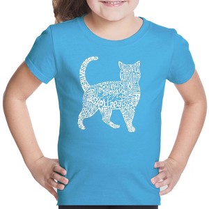 LA Pop Art Girl's Word Art T-shirt - Cat - 1 of 4