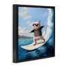 Stupell Industries Cool Surfer Mouse Blue Ocean Waves Floating Frame Canvas Art, Black, 18" x 18" - 2 of 4