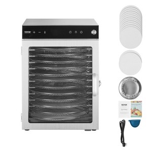 VEVOR Rotary Food Dehydrator Machine, 12 Stainless Steel Trays, 800W Electric Food Dryer with Adjustable Temperature & 24-Hour Timer, Silver - 1 of 4