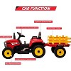 12V 25W Kids Powered Electric Tractor, Toddler Ride On Car w/Remote Control, LED Headlights, Gear Shift, MP3 Player USB Port for Kids 3-6 Years - 4 of 4