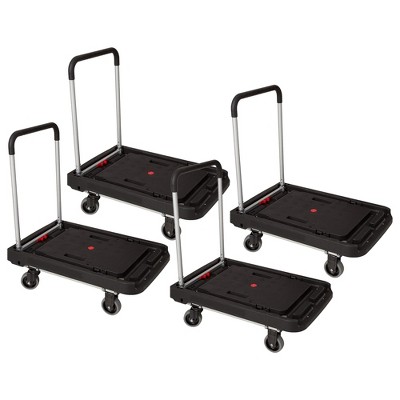 Magna Cart FF 4 Rubber 360 Degree Rotating Wheel Easy Folding Platform Transport Cart with Telescoping 36 Inch Handle