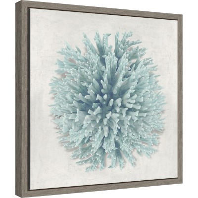 Mint Coral Cluster Framed Canvas Art Print