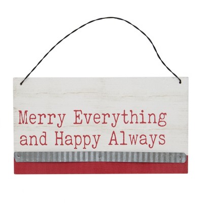 Napco 8" Merry Everything Hanging Wooden Christmas Sign Ornament