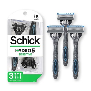 Schick Hydro 5-Blade Sensitive Men's Disposable Razors - 3ct - 1 of 4