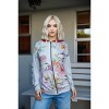 Slickblue Women's Grey Zip Hoodie with Pink Flower Print and Double Hood, Sage & Red Contrast, Size S-L - 2 of 4