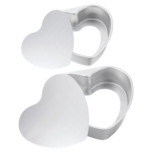 Unique Bargains Aluminum Alloy Removable Bottom Nonstick Heart Shape Novelty Cake Pans 1 Set - 1 of 4