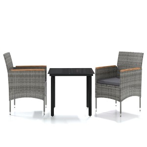 vidaXL Patio Dining Set Outdoor Dining Set Table and Chair Set for Garden - Gray and Black 31.5" Table Length 2 Items - 1 of 4