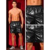 Lars Amadeus Men's Elastic Waist Party Disco Sparkly Glitter Nightclub with Pocket Sequins Shorts - 4 of 4