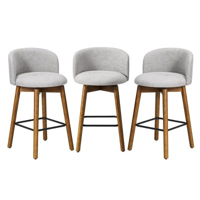 WestinTrends Soho Modern Chenille Upholstered 26" Counter Height Swivel Bar Stools (Set of 3)